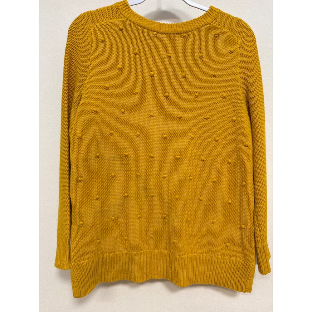 Old Navy Mustard Yellow Bobble Knit Crewneck Sweater Small Raglan Sleeve